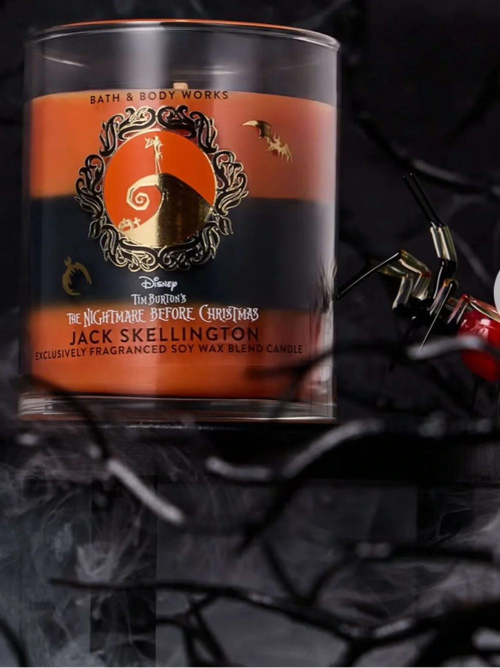 “New” Bath & Body Works Jack Skellington Candle - Orange & Black